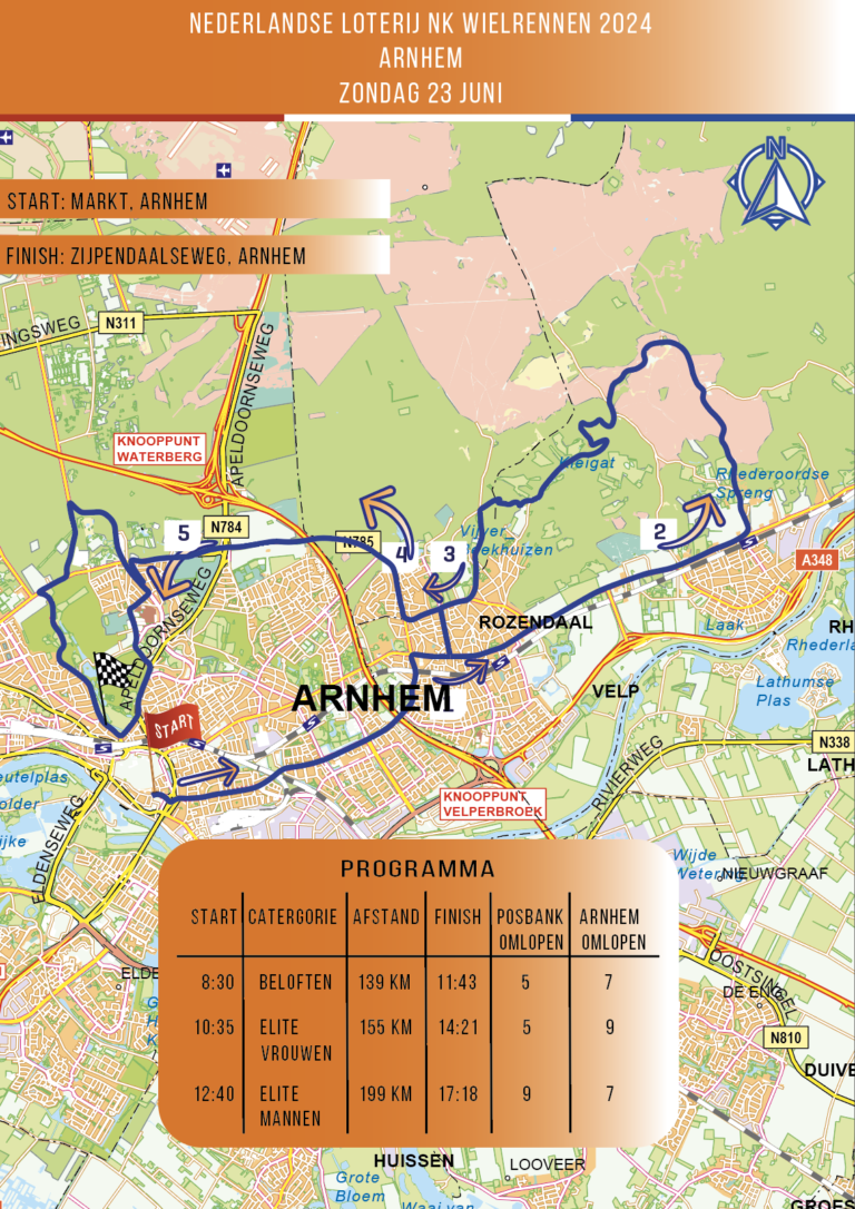 Wegafsluitingen NK Wielrennen Arnhem